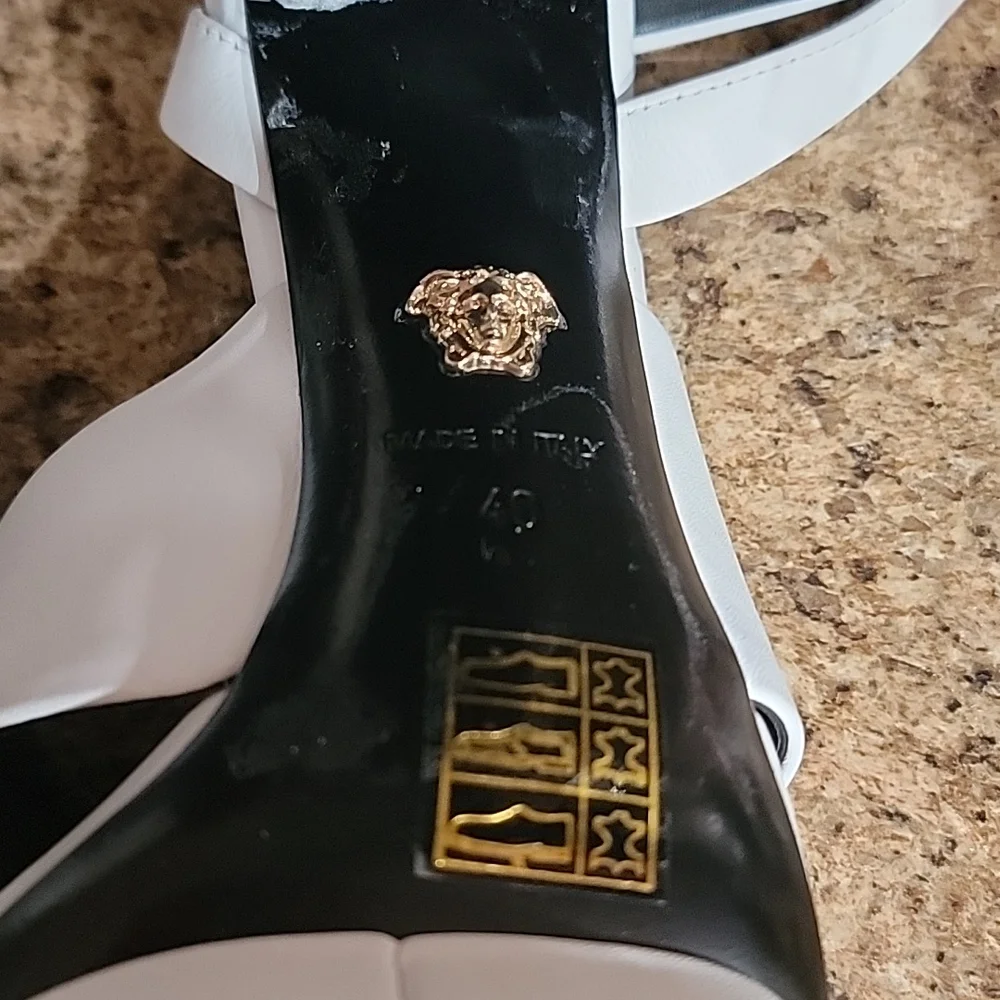 Versace Medusa Studded White Leather Platform Sandals